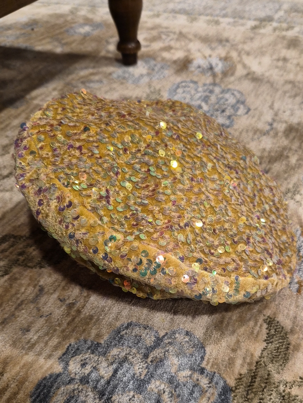 Lele Sadoughi Gold Sequin Beret